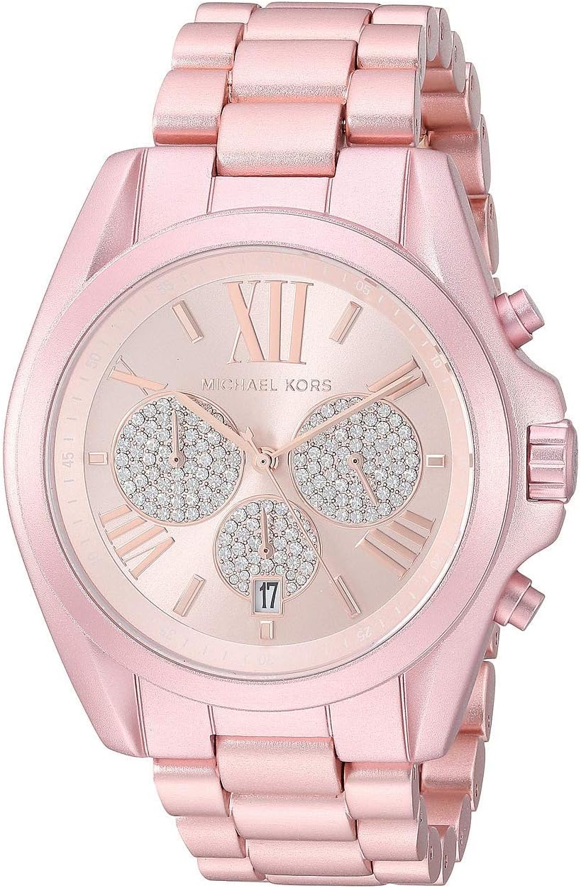 Thumbnail 6 de Michael Kors Bradshaw kronografarmbandsur i rostfritt stål med roséfärgad urtavla