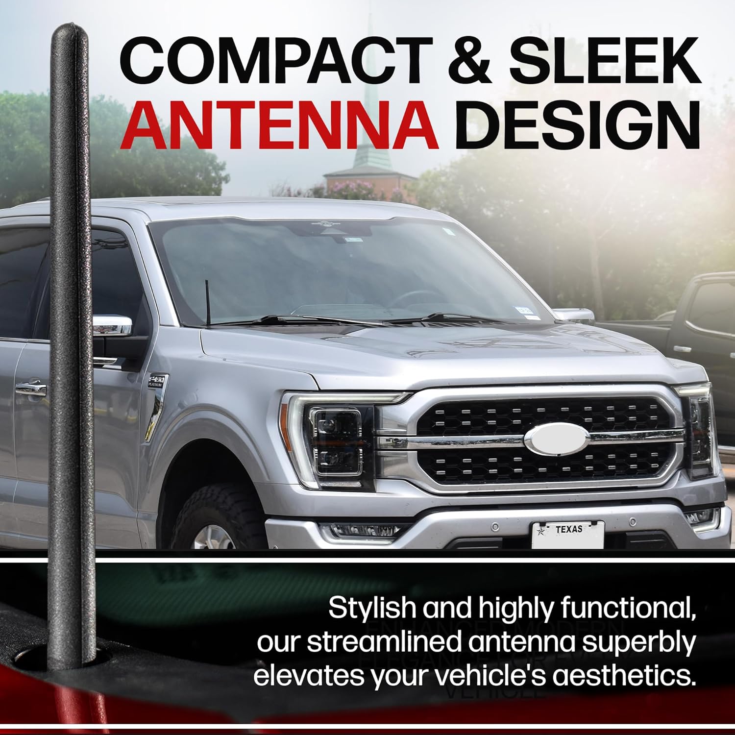 Thumbnail 6 de AntennaMastsRus Short Rubber Antenna for Ford F-150 (2009-2026) & Bronco (21-26) – 6 3/4 Inch, Copper Coil, Car Wash Safe