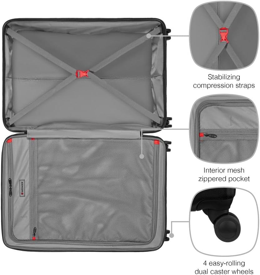 Detalle de WENGER Legacy Large Valigia Rigida con 4 Ruote: espandibile, sicurezza TSA e comfort di viaggio