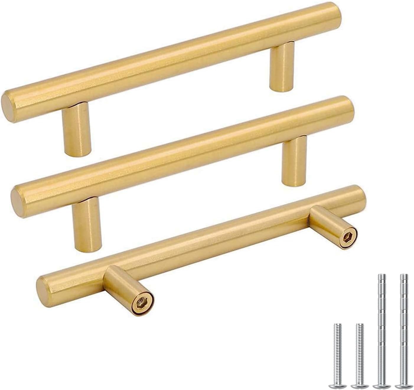 Detalle de Goldenwarm 20-Pack 3-3/4-Inch Brushed Gold Stainless Steel Cabinet Pulls
