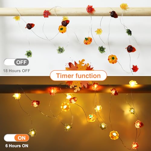 Detalle de Liyade Guirlande lumineuse d'automne, 2,2 m - 20 LED 3D, minuterie et piles