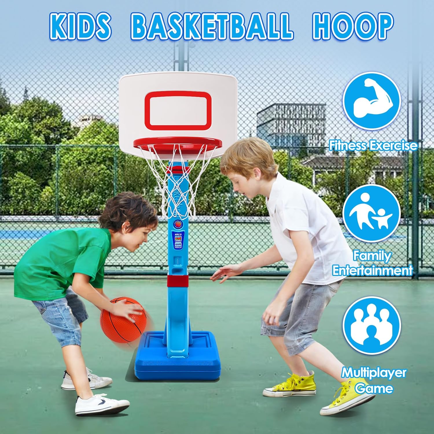 Thumbnail 2 de AOSPHYS Toddler Basketball Hoop (27.6–54 in) with 4 Inflatable Balls & Pump — Height-Adjustable Indoor/Outdoor