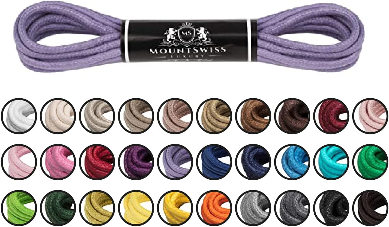Thumbnail 6 de Mount Swiss Luxury Schuhbänder – runde, gewachste Schnürsenkel 2–3 mm Ø, wasserdicht, 45–120 cm