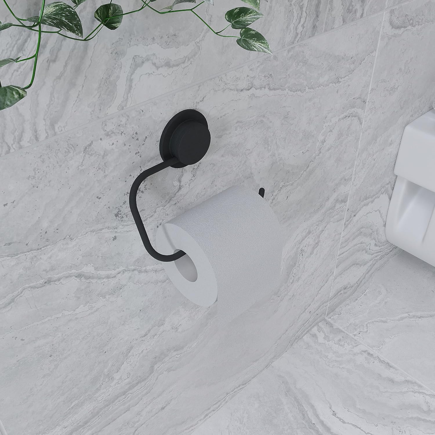 Detalle 1 de Croydex Stick 'n' Lock Black Toilet Roll Holder