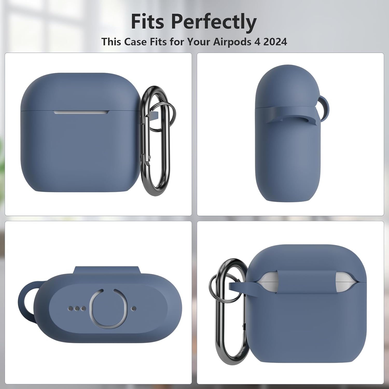 Thumbnail 5 de KOKOKA Case Cover for AirPods 4th Gen (2024) with Cleaner Kit – Soft Silicone Protection in Gray Blue
