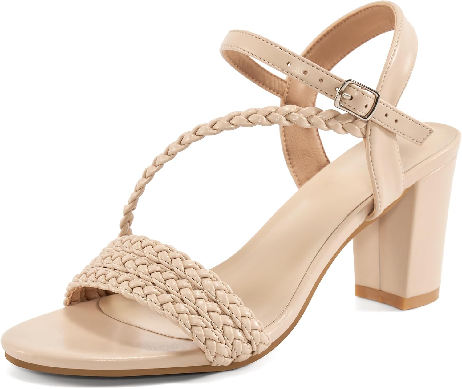 Detalle de HARENCE Strappy Women High Heels – 3.2 Inch Comfortable Block Heels for Work, Parties, and Weddings
