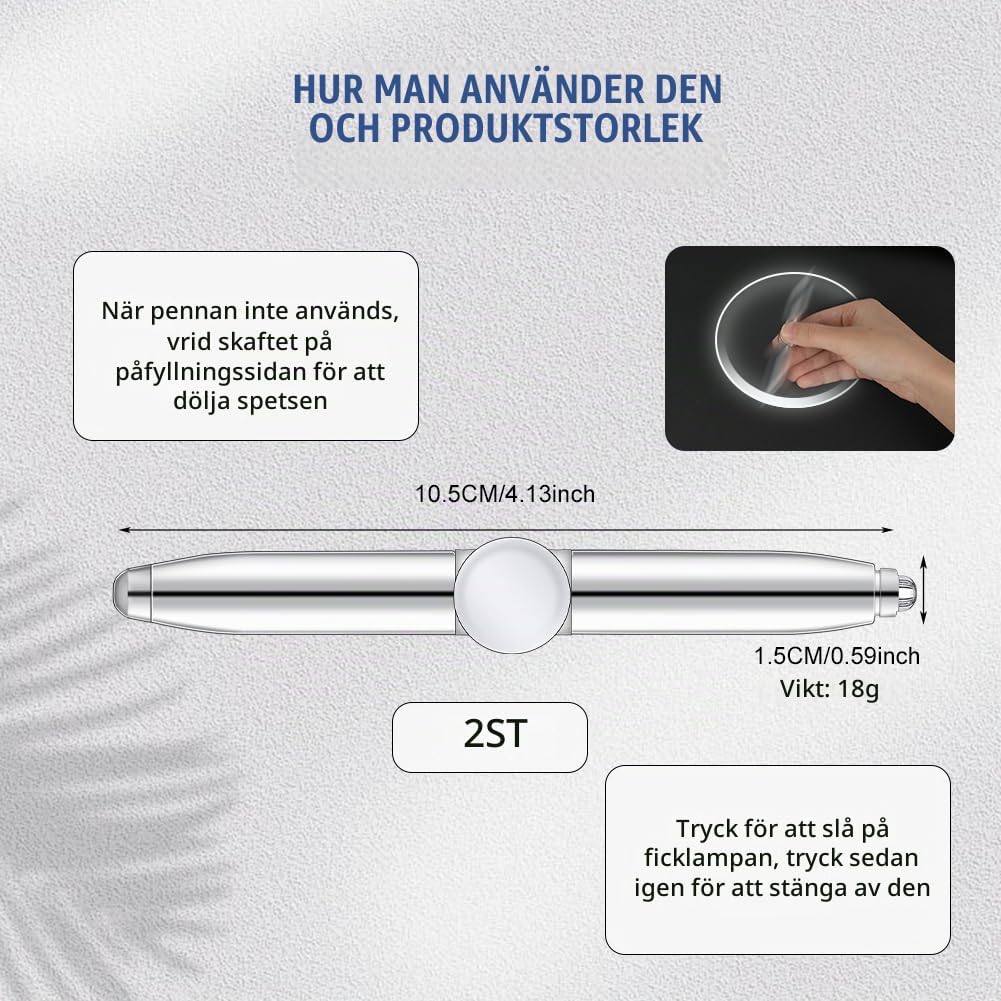 Thumbnail 1 de AUAUY snurrpennor med LED-ljus, 2-pack i metall