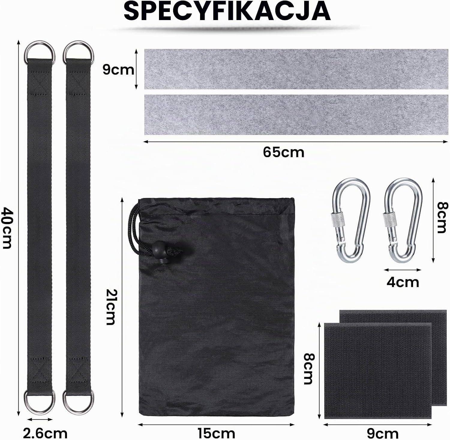 Detalle 2 de JIZZU G009 pasy do huśtawki i hamaka 40 cm z osłonami na drzewa