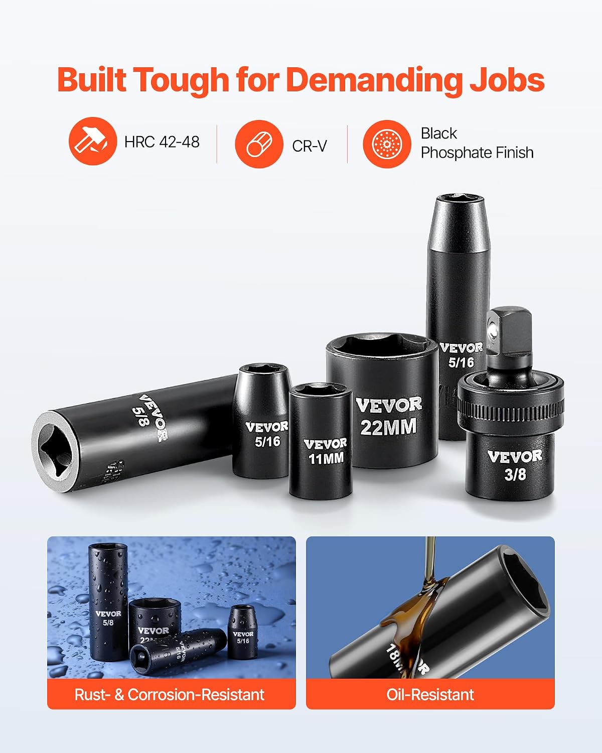 Detalle 2 de VEVOR 50-Piece 3/8 Drive Socket Set