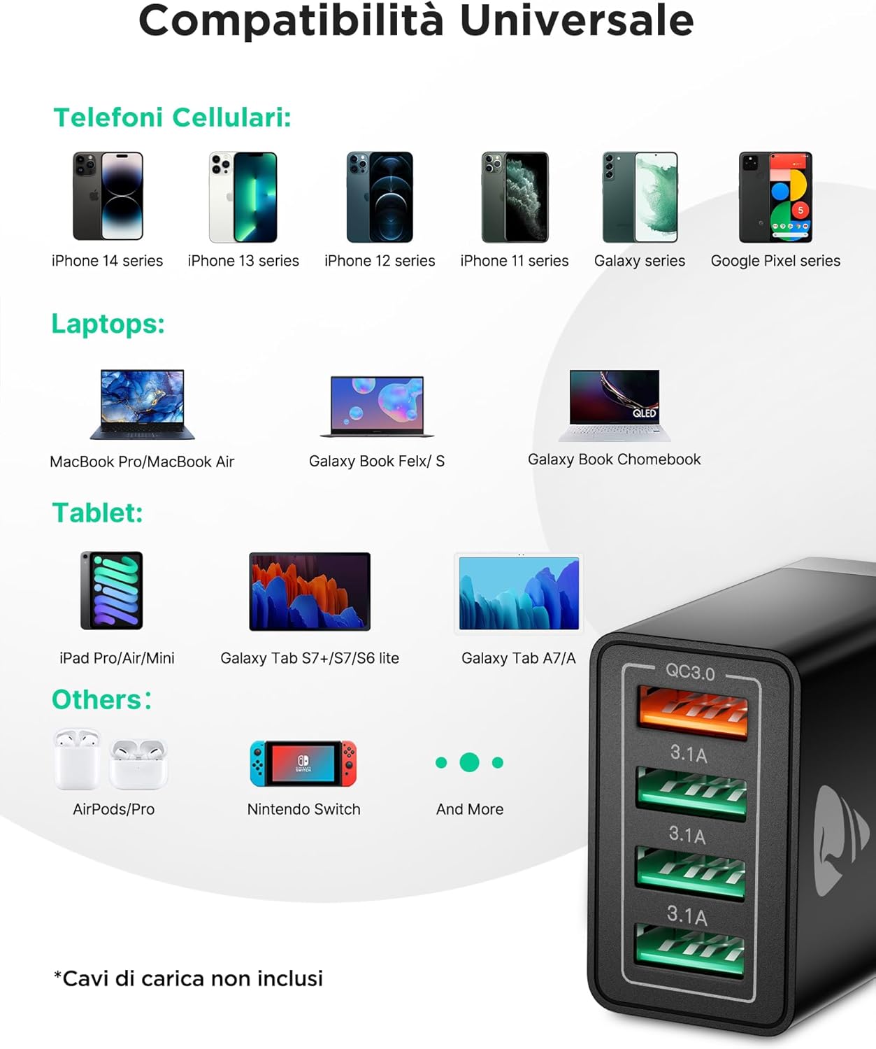 Thumbnail 5 de Caricatore USB 4 porte 40W QC3.0