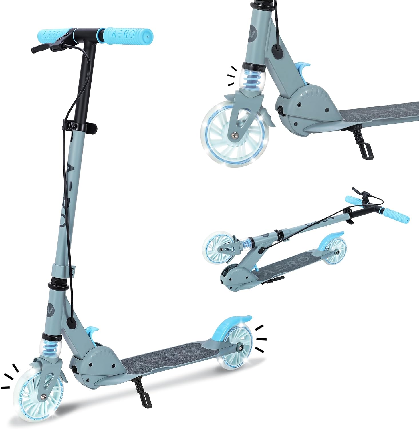 Detalle de Aero Scooter for Kids 5-8 (A1) — Two-Wheel Kick Scooter with Dynamic Lights, Hand Brake, and Height Adjustment
