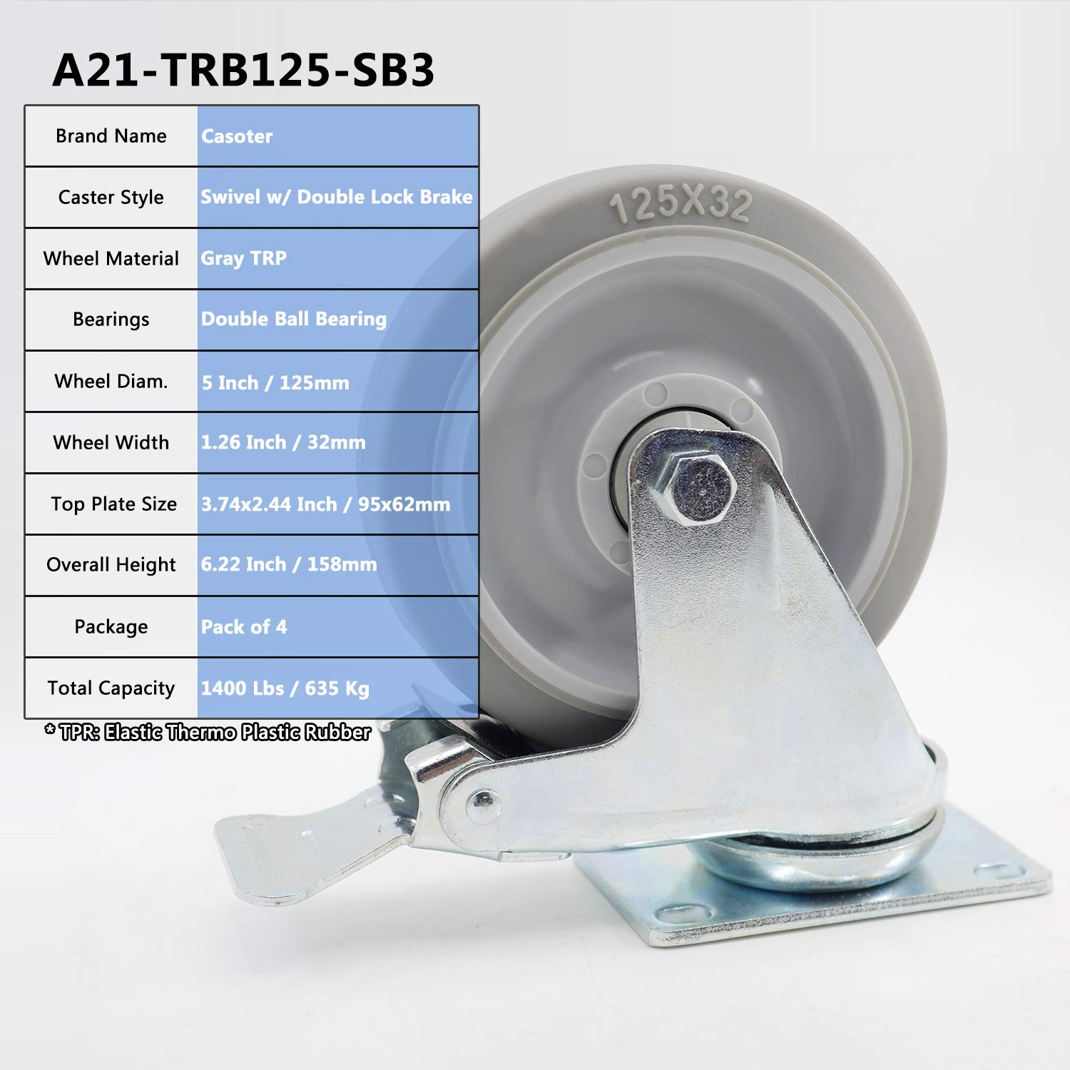 Detalle 2 de Casoter swivel caster 5-inch