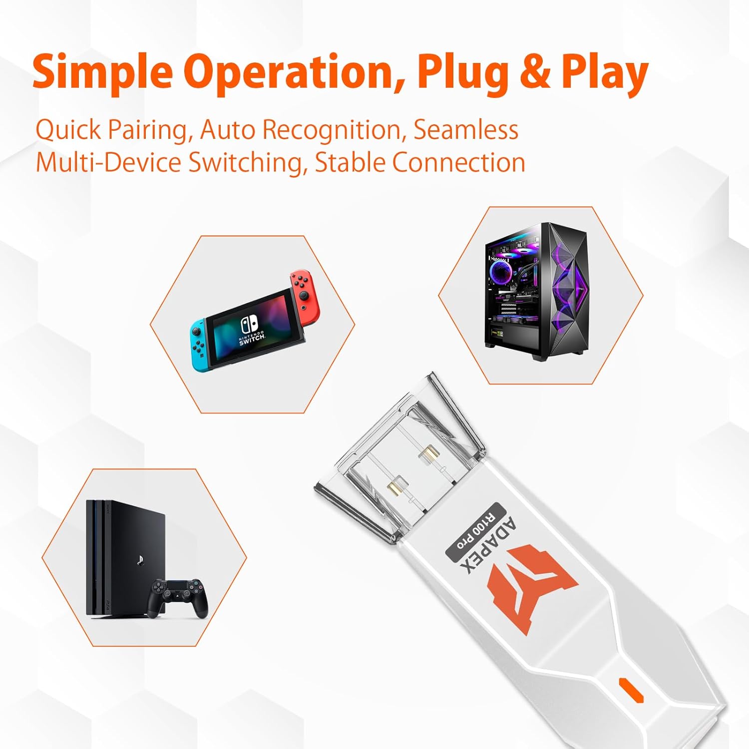 Thumbnail 3 de BIGBIG WON R100 Pro Controller Adapter (Xbox/PS/Switch) — Wireless controller converter for PS4, Switch, and PC