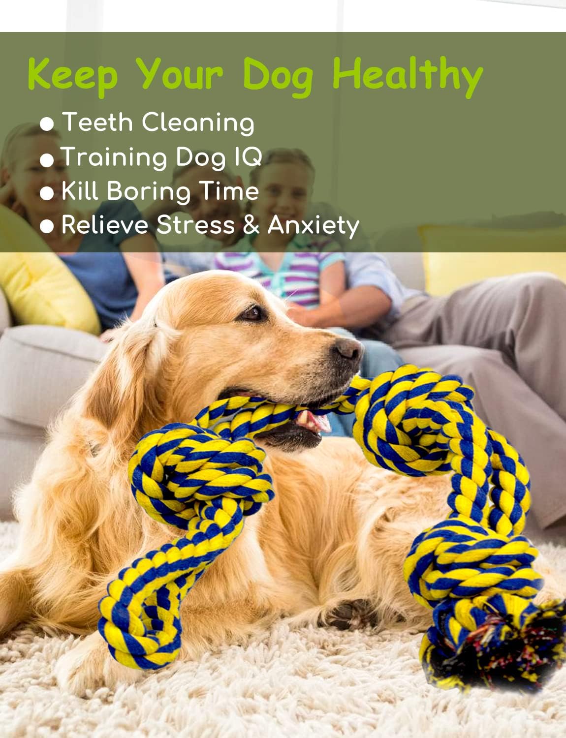 Thumbnail 3 de Decyam Dog Rope Toys for Large and Medium Breeds (2 Pack) – 100% Cotton Heavy-Duty XL Indestructible Chew Rope