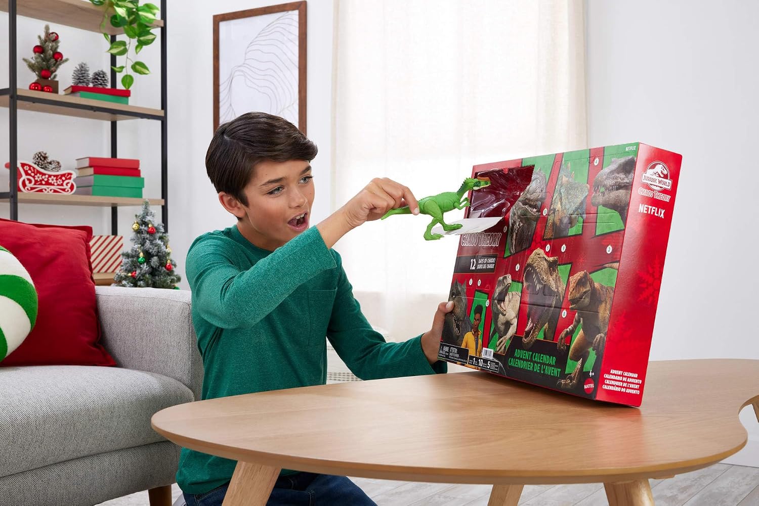 Thumbnail 2 de Mattel Jurassic World Calendrier de l’Avent Exclusif « La Théorie du Chaos » (JGM17) avec 12 portes et 12 figurines-dinosaures surprises