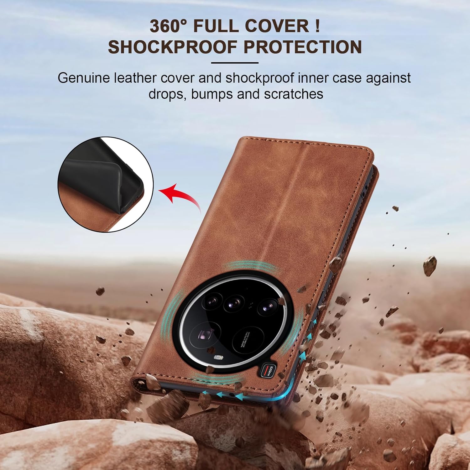 Thumbnail 3 de Jasonyu Handyhülle für Xiaomi 15 Ultra: Leder-Flip mit Magnetverschluss, Stoßschutz & Kartenfächern