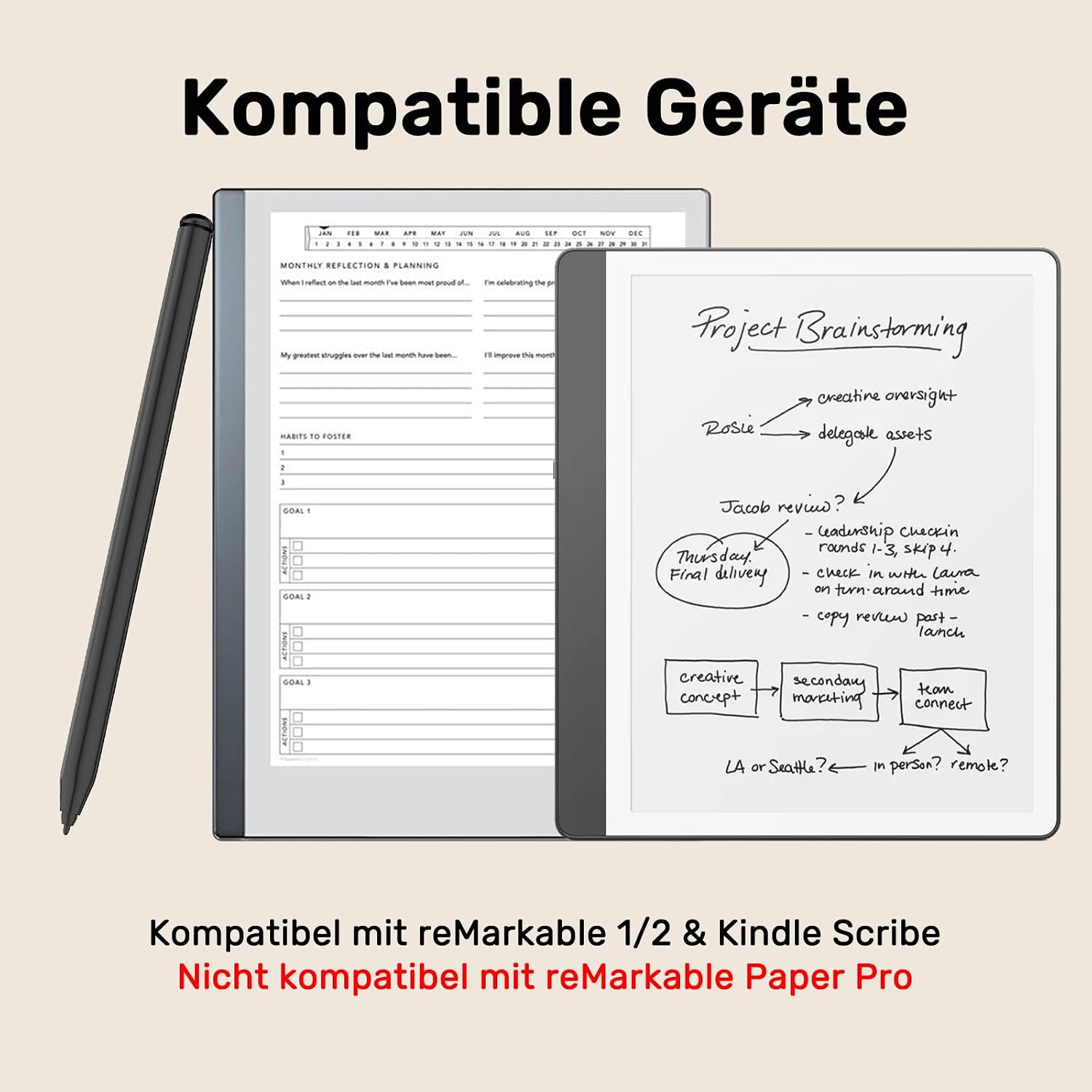 Thumbnail 2 de EMR Stylus Pen für Remarkable 2 mit Radiergummi, 4096 Druckstufen & magnetischer Befestigung
