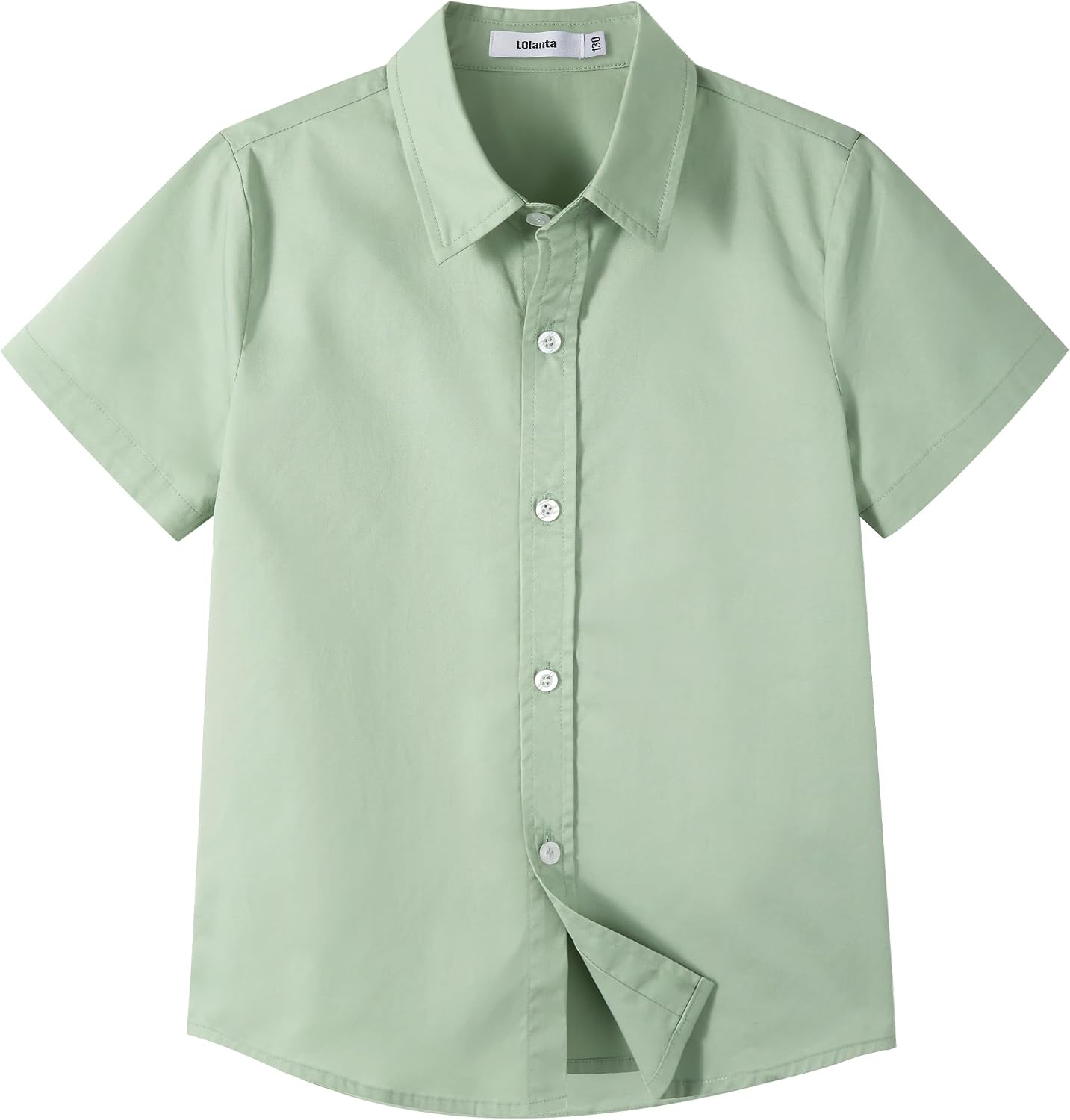 Detalle de LOLANTA Boys’ Short-Sleeve Dress Shirt, Cotton Button-Down, Ages 2–13