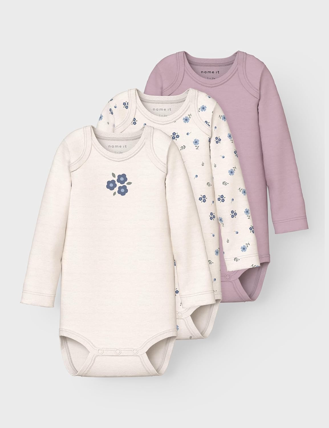 Detalle de NAME IT Nbfbody 3P Ls Jet Stream Flower Noos (Lot de 3) Femme