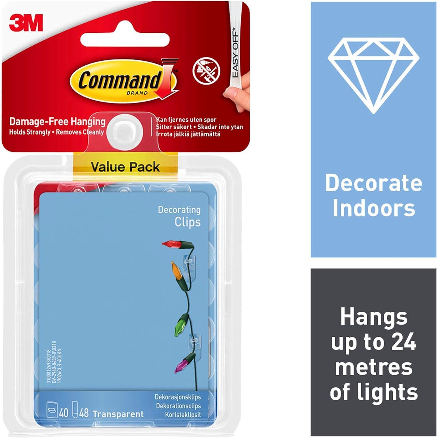 Thumbnail 1 de Command Decorating Clips – Value Pack (40 Mini Hooks + 48 Adhesive Strips)