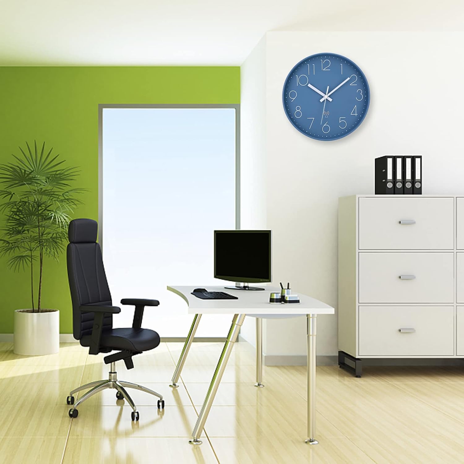 Thumbnail 1 de ACCSHINE 9939678 radiogestuurde wandklok, stil uurwerk, blauwe wijzerplaat, 30 cm