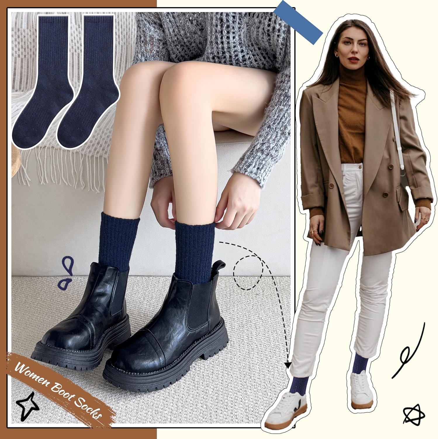 Detalle 2 de EBMORE Merino Wool Thermal Socks 5 Pairs