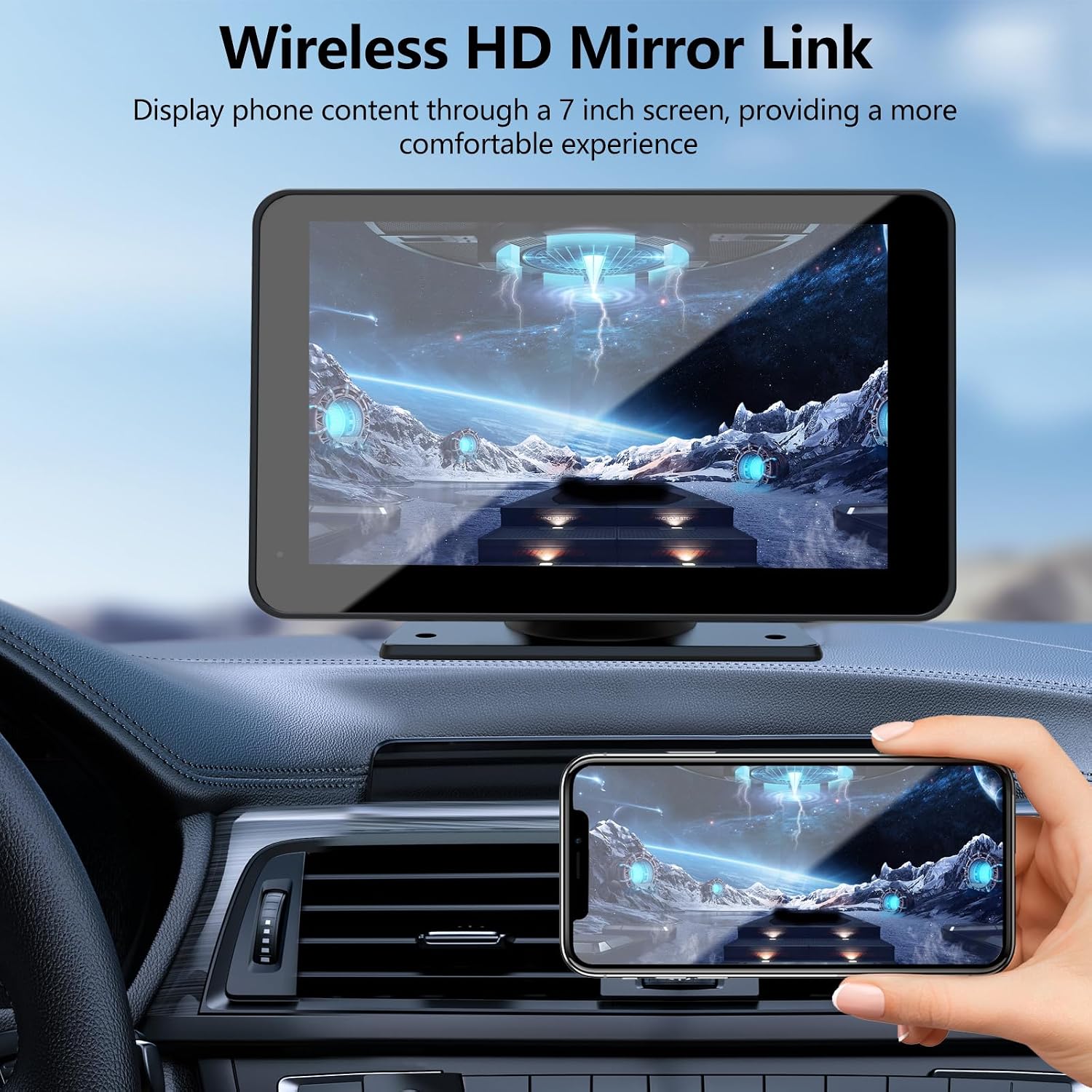 Detalle de Portable Wireless 7" Car Stereo with CarPlay