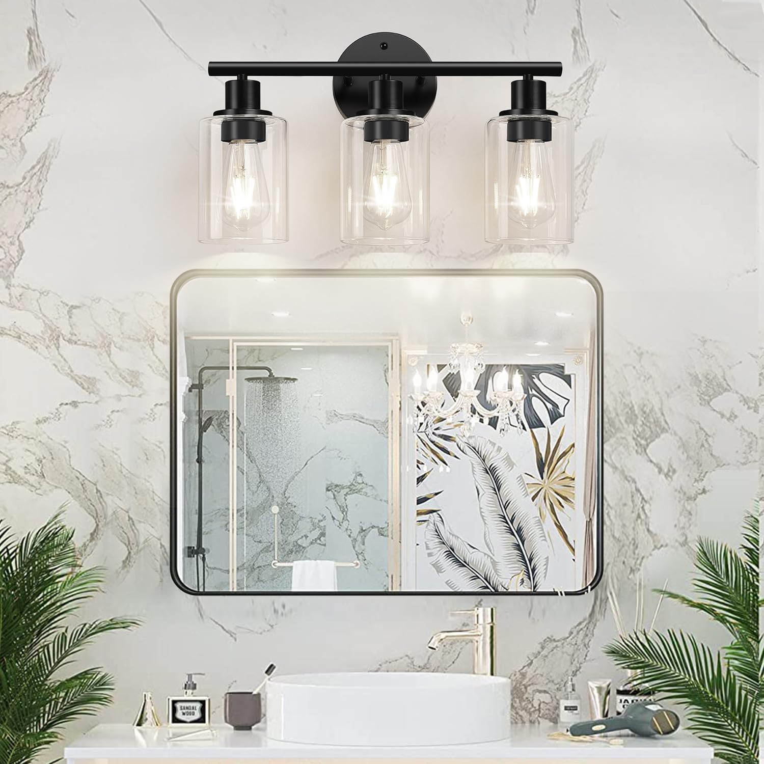 Thumbnail 4 de Zarbitta 3-Light Black Vanity Light 17.23