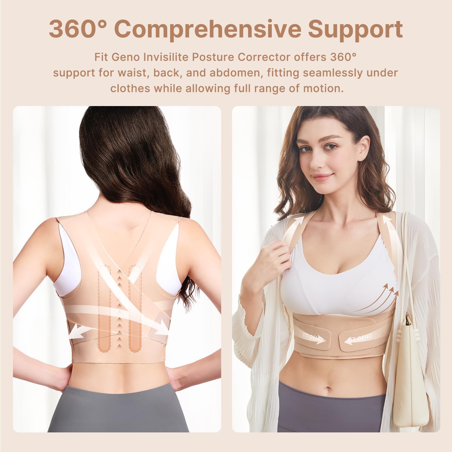 Detalle de Fit Geno Invisilite Posture Corrector, Lightweight Adjustable Back Brace, Large