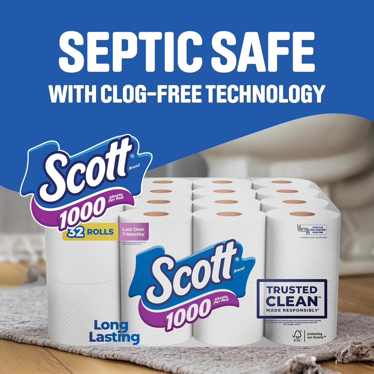 Thumbnail 6 de Scott 1000 1-Ply Trusted Clean, 32 Rolls