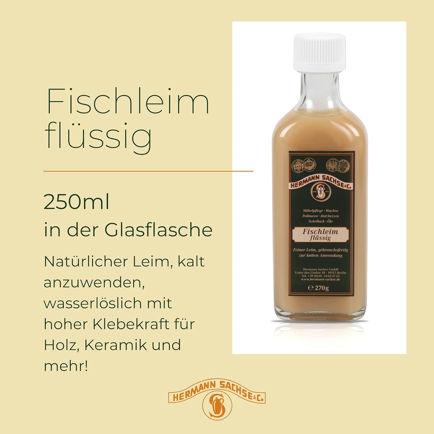 Thumbnail 1 de Colle de poisson Hermann Sachse pour bois, liquide transparente (250 ml)