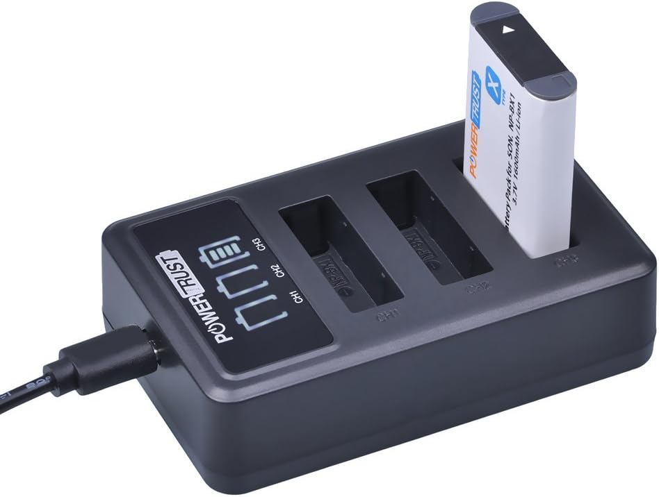 Thumbnail 6 de PowerTrus NP-BX1 Ladegerät mit 4x Akkus und LED-Anzeige – USB-Ladegerät mit 3 Slots