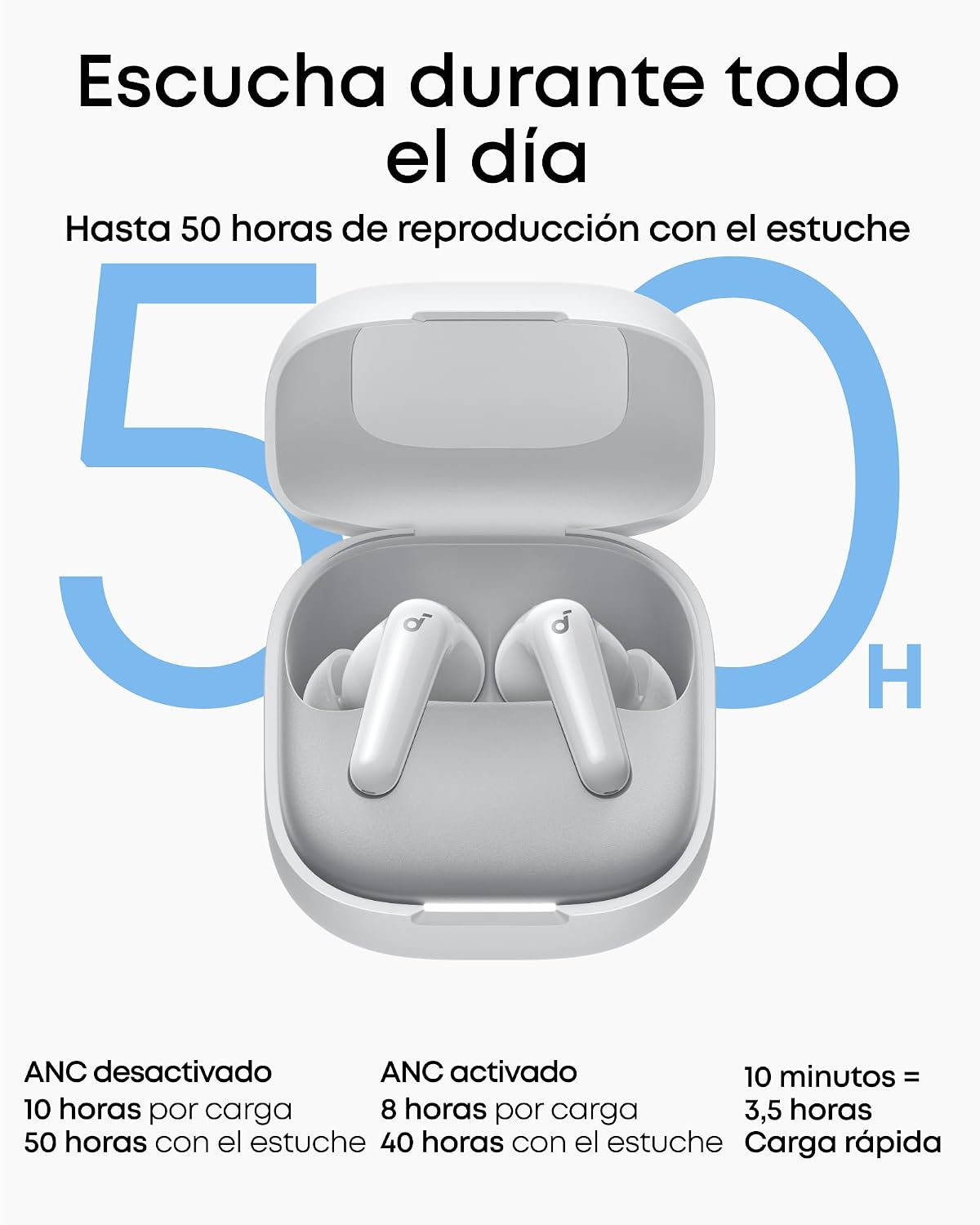 Detalle de Soundcore P31i de Anker: Auriculares Bluetooth con Cancelación de Ruido y Traducción en Vivo