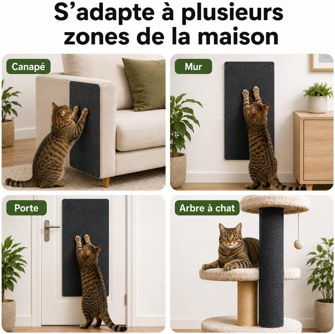 Detalle 2 de Protection Canapé Chat Anti Griffes – Tapis griffoir 200 x 40 cm découpable, auto-adhésif et résistant en fibre polyester (Gris)