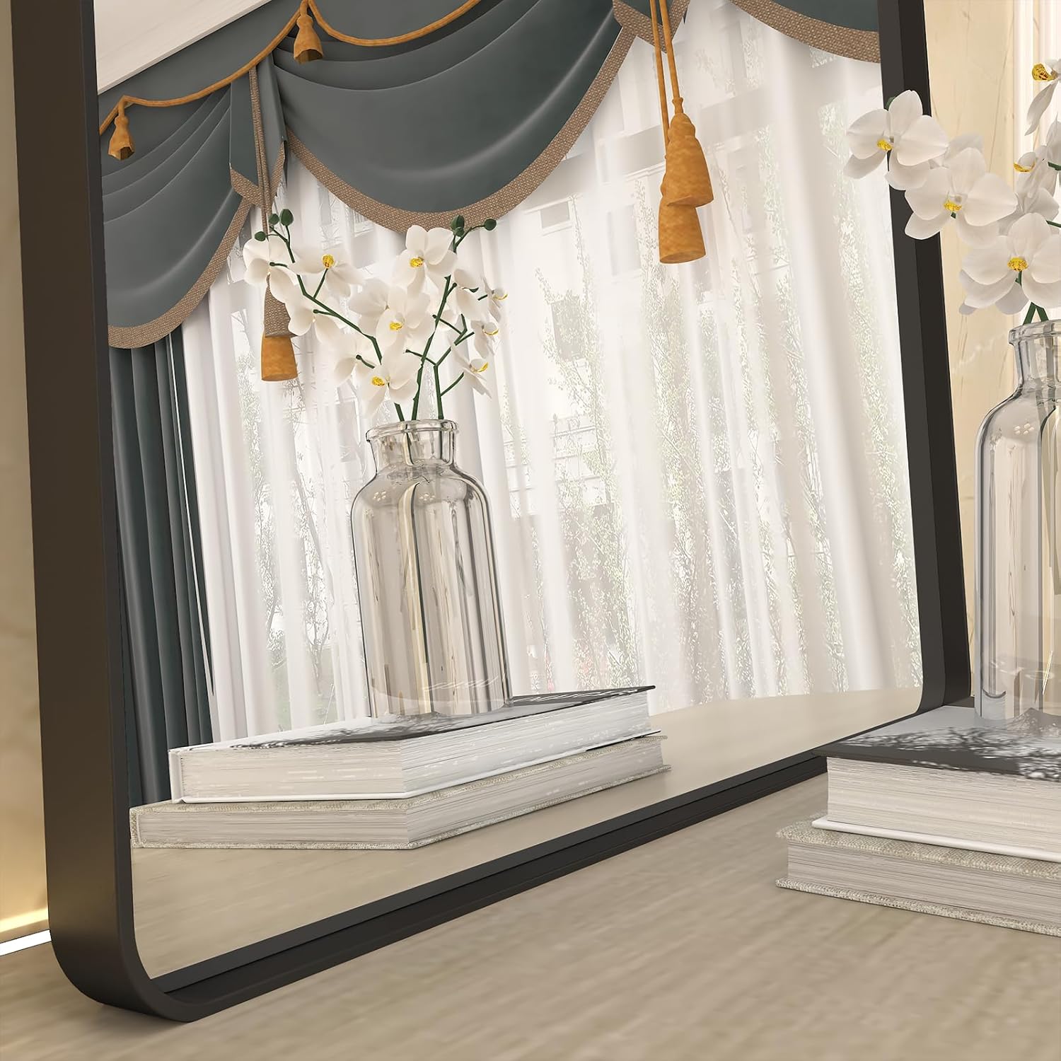 Thumbnail 6 de CHAMROR 24x32 Inch Black Metal Framed Mirror — Anti-Rust, Tempered Glass, Hang Vertically or Horizontally