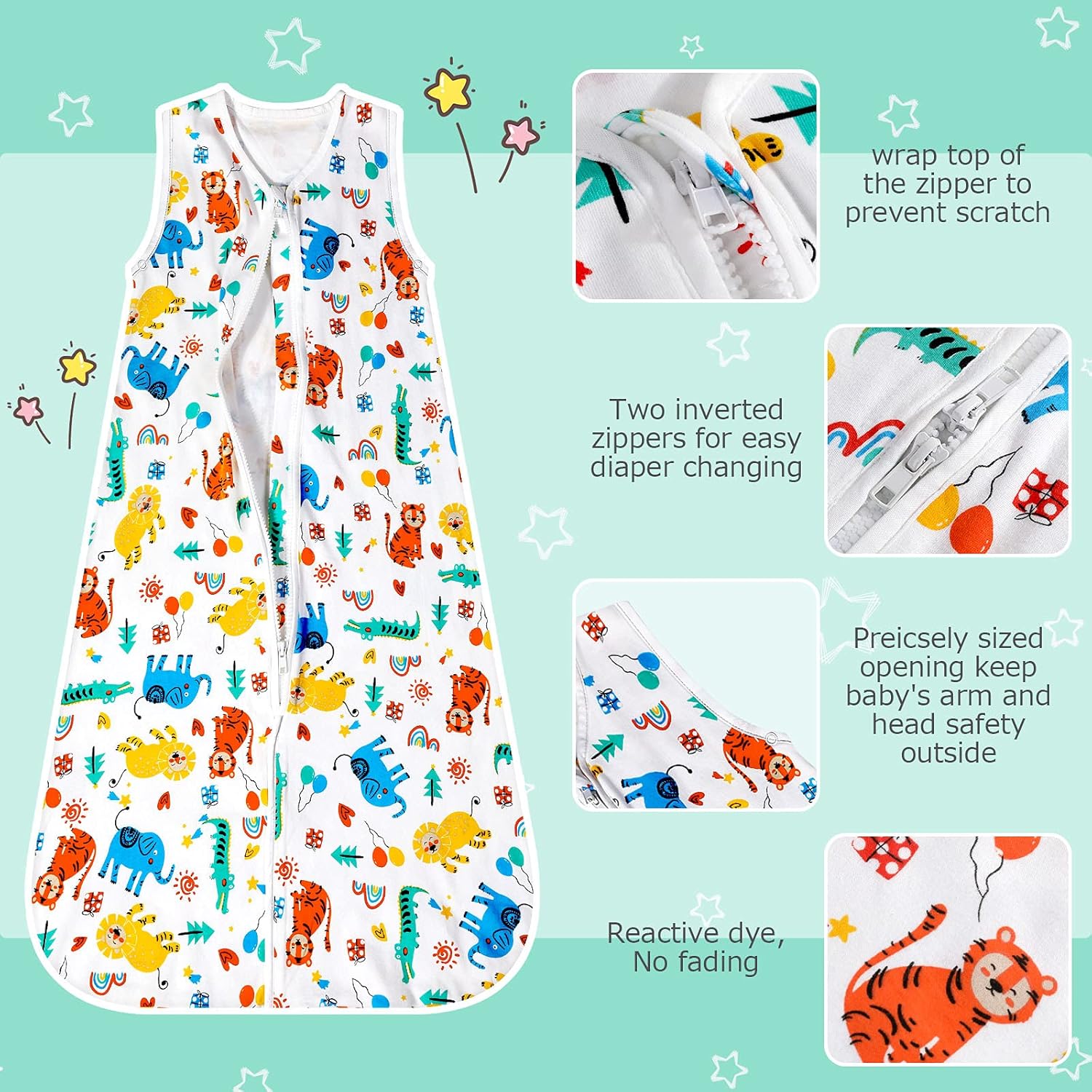 Thumbnail 2 de Lictin Baby Sleeping Bag 0.5 TOG SleepSack - 100% Cotton, Sleeveless Swaddle, 18-36 Months