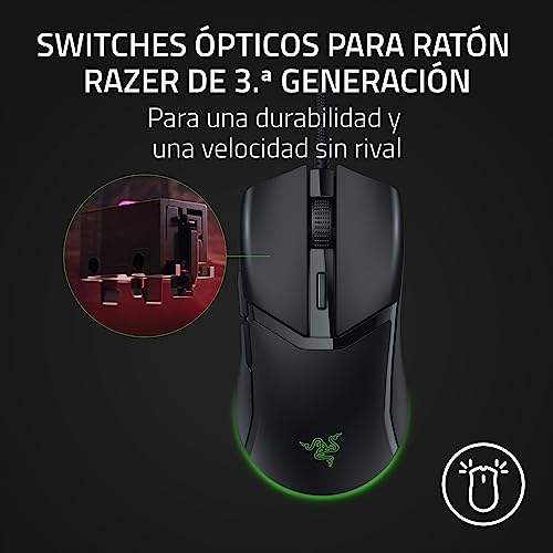 Detalle de Razer Cobra: ratón para juegos ligero con cable Speedflex y sensor óptico de 8500 DPI