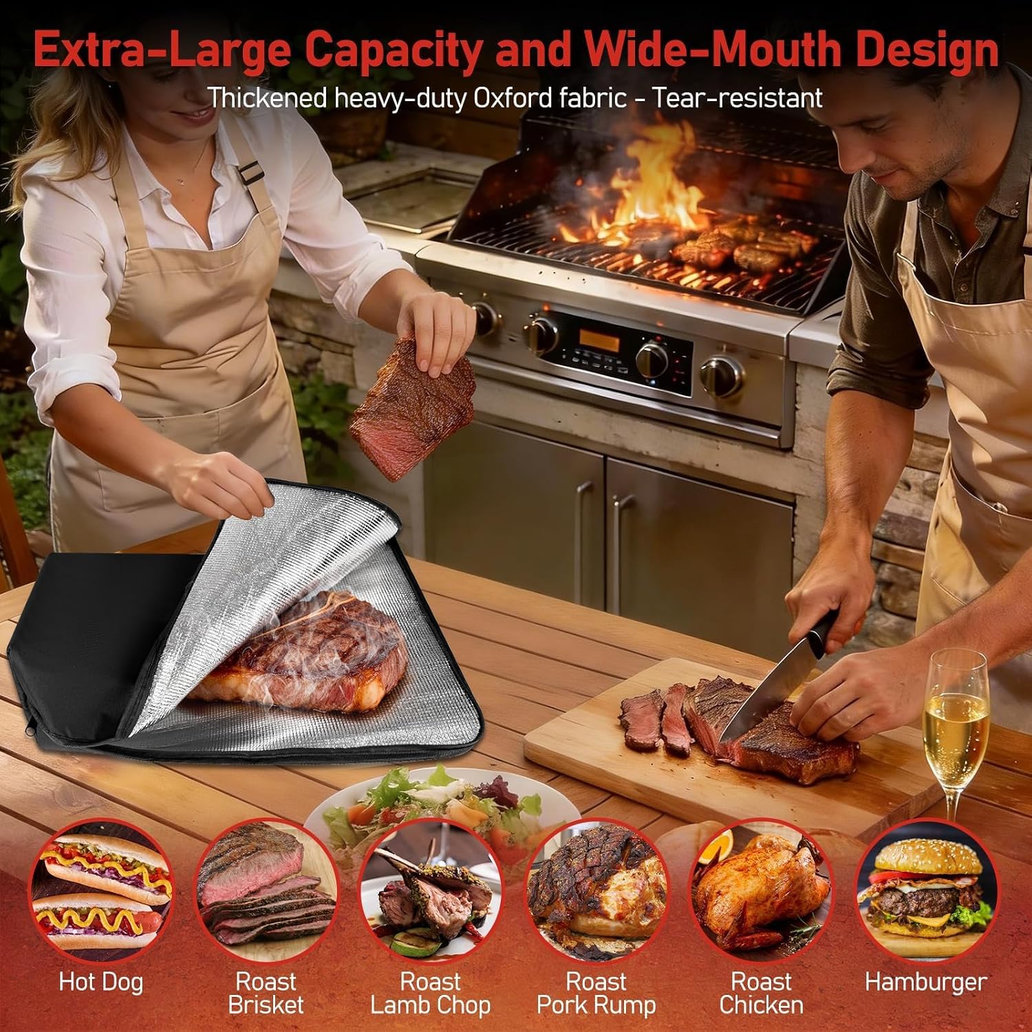 Detalle 1 de BANGIE BBQ001-19 Meat Resting Bag, 5-Layer Insulation, Oxford Cloth