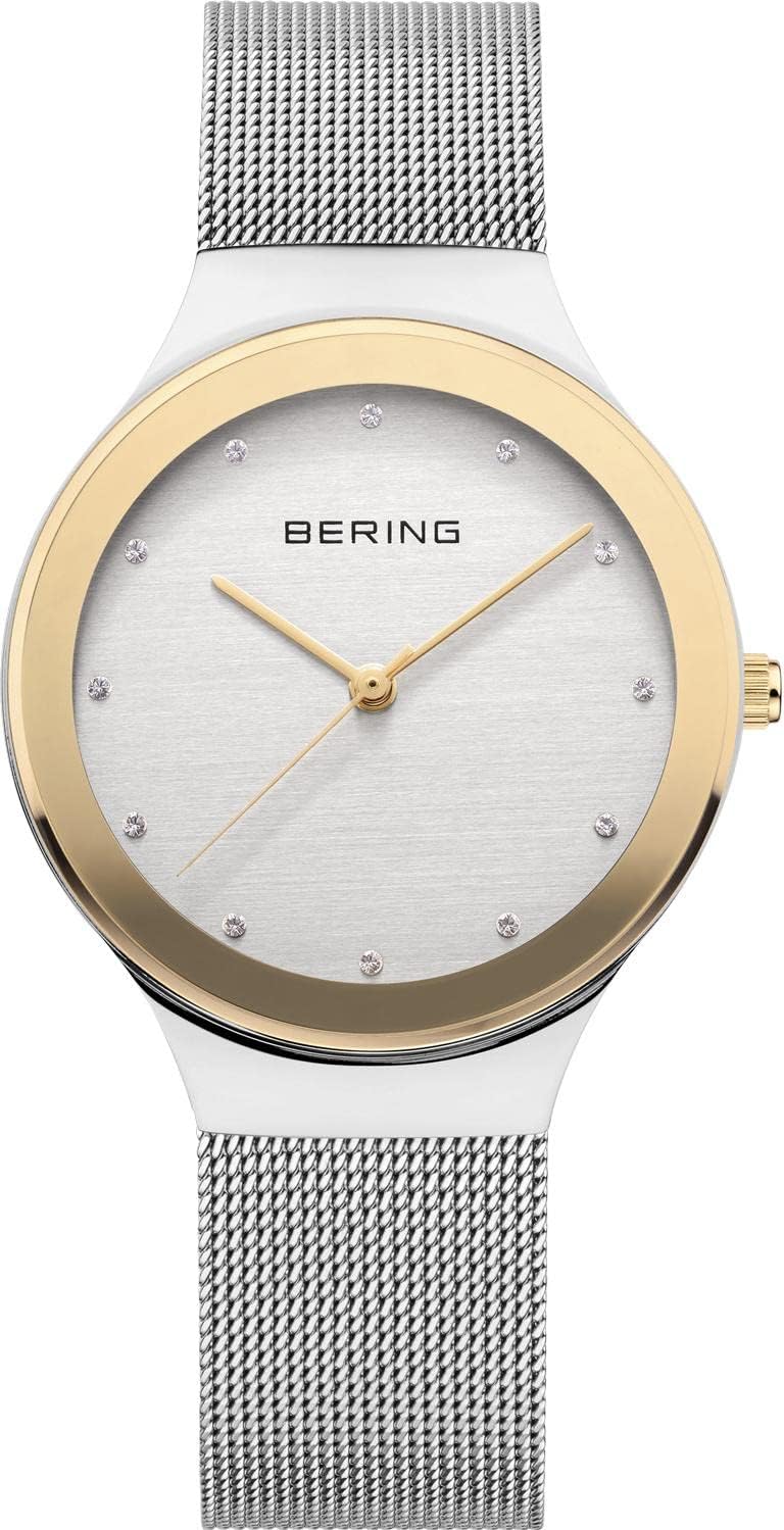 Detalle de Bering Damen Quarz Uhr 12934 mit 34 mm Edelstahlgehäuse, Milanaisearmband und Saphierglas