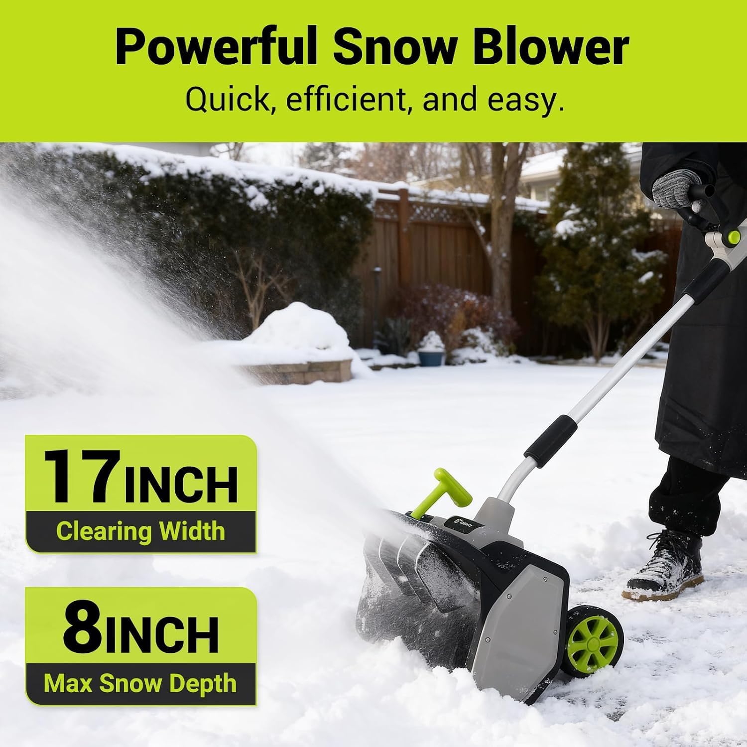 Detalle de DEKOPRO DKPGSRA017B1 40V Cordless Snow Blower, 17-Inch, LED Light