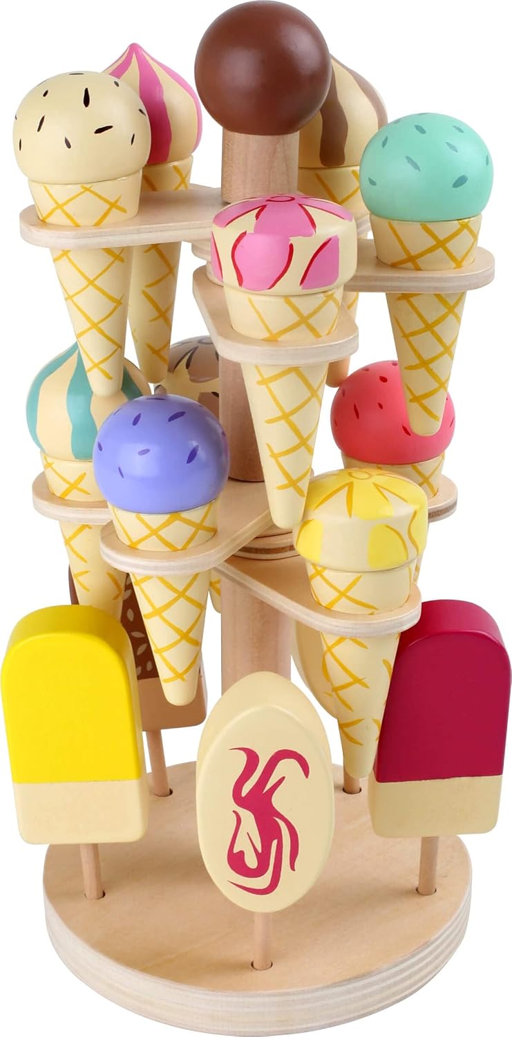 Detalle de small foot 1248 ruchomy drewniany stojak na lody, 15 rodzajów