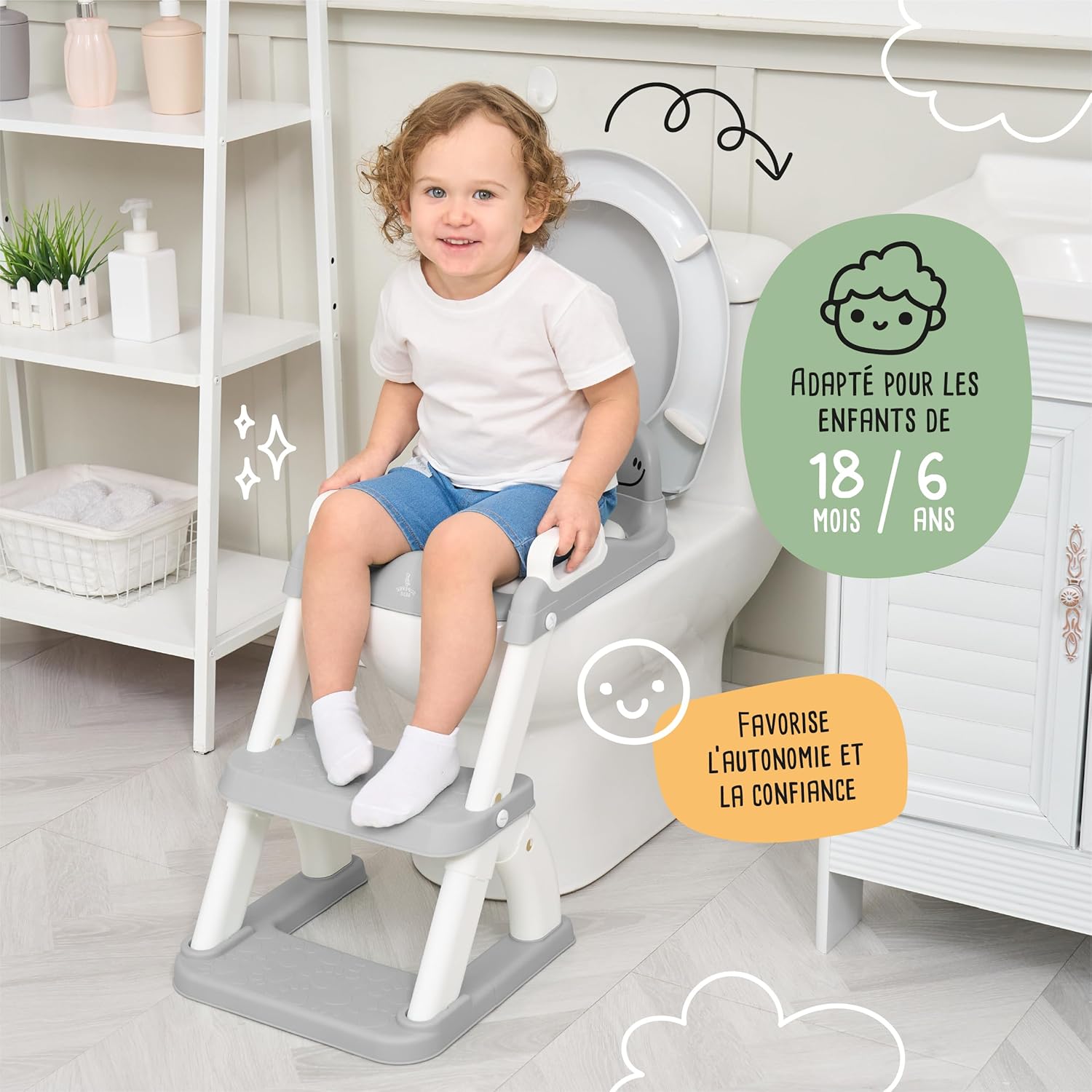 Thumbnail 4 de Réducteur de toilette enfant avec marche pliable – siège WC pour apprentissage de la propreté (garçons et filles)
