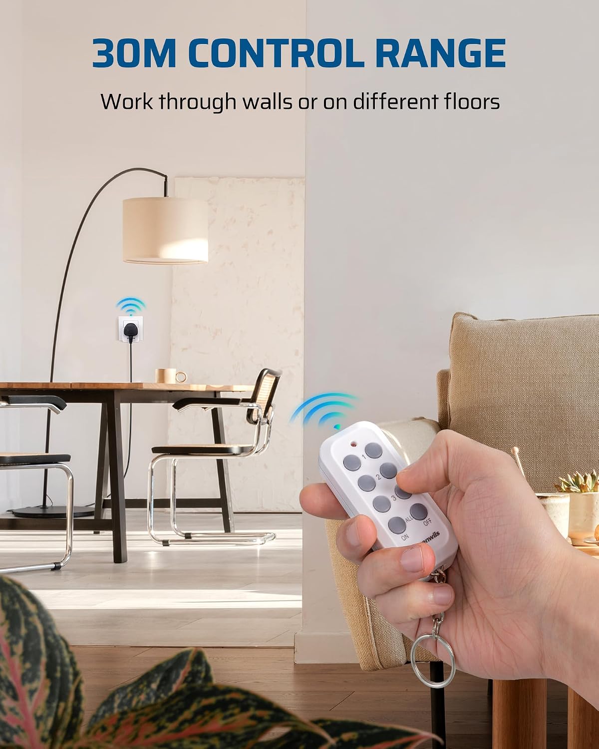 Thumbnail 2 de DEWENWILS Remote Control Plug Socket: Programmable, expandable wireless light switch with 3 sockets and 30m range