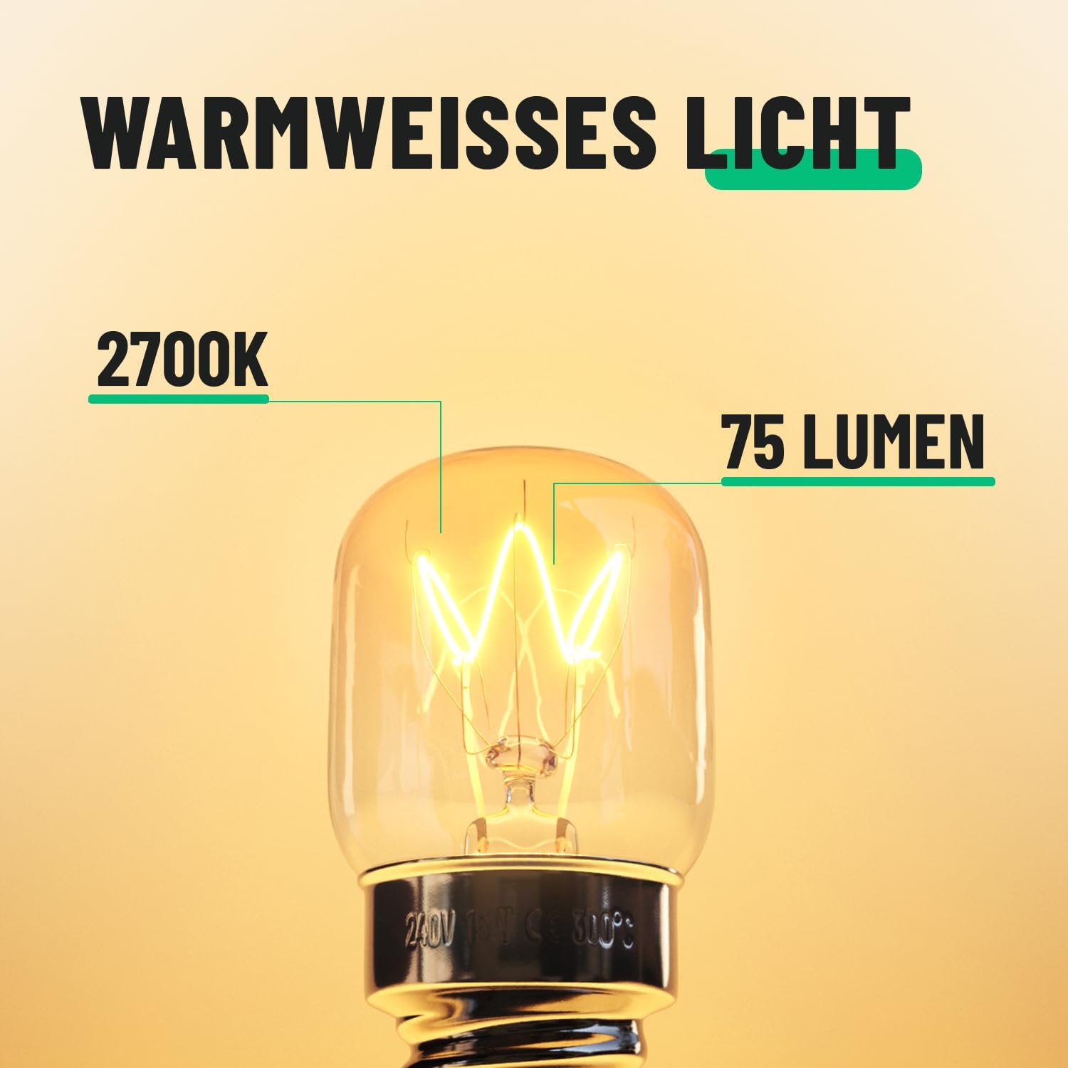 Thumbnail 6 de Greate 2x Kühlschranklampe 15W E14 warmweiß (T22, 2700K) – Glühbirne für Nähmaschine, Dunstabzug & mehr