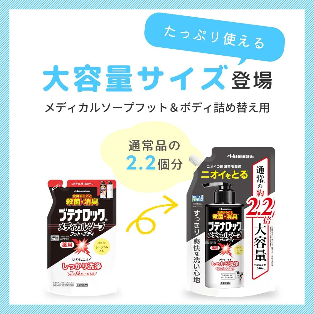 Detalle de 久光製薬 ブテナロック メディカルソープ フット&ボディ 300mL|足・体のニオイと背中ニキビ予防に