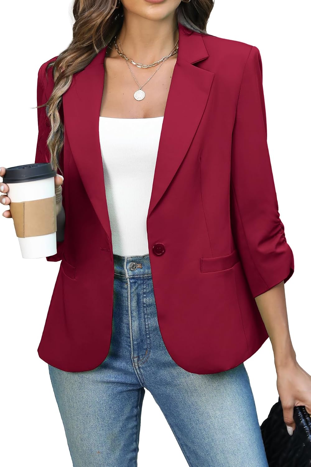Detalle de ELLEVEN Women's Blazer, 3/4 Sleeves