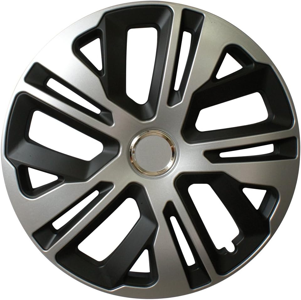 Detalle de Cora Alulook Raven Mix 41446 – kołpaki 16 cali z ABS, czarno-srebrne, 4 szt.
