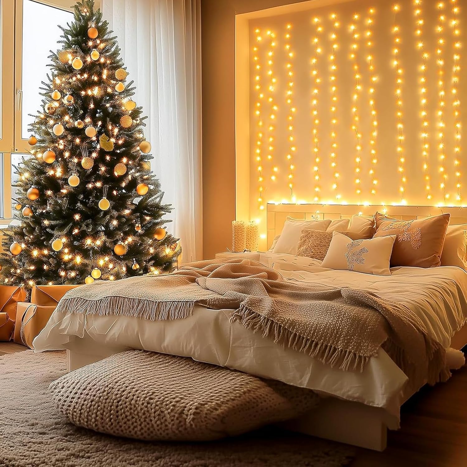 Detalle 2 de Kaleora 10er Lichterkette 2 m mit Timer – 20 warmweiße LEDs auf Kupferdraht, batteriebetrieben