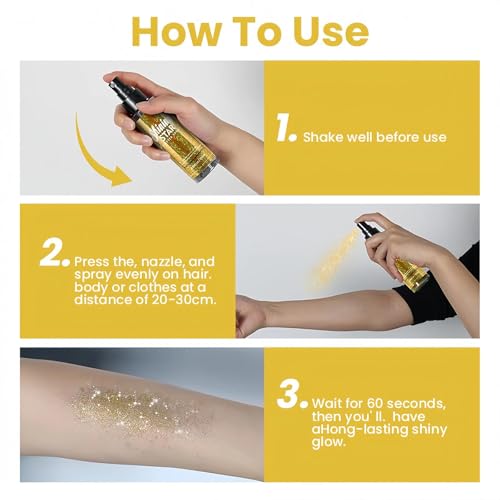 Thumbnail 6 de AuraBeen Shining Star Glitter Spray: Waterproof, Quick-Dry Golden Sparkle for Face, Body, Hair and Clothes