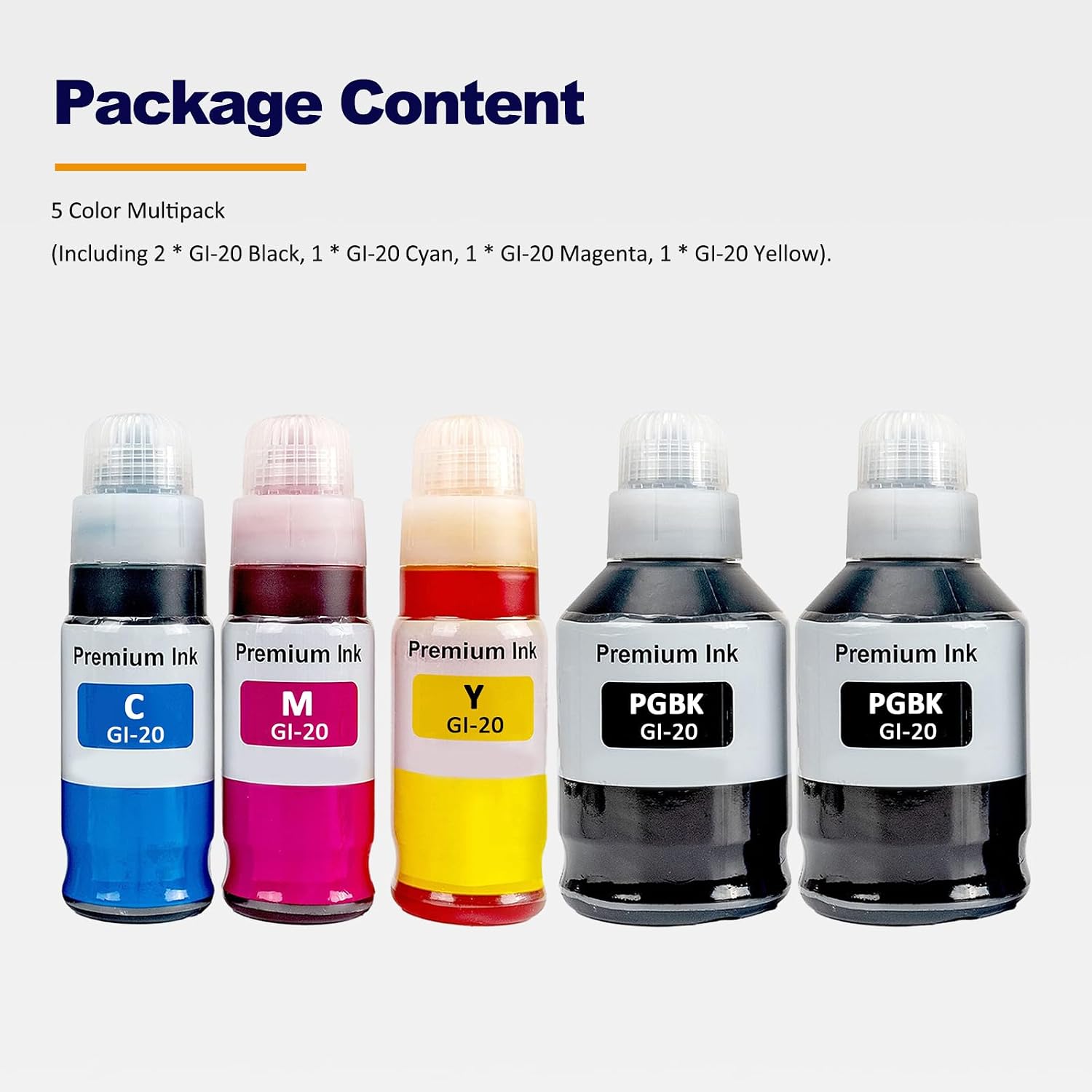 Detalle de LAIPENG GI20-5C-CA GI-20 Ink Refill Bottles, 5-Colour Set for PIXMA